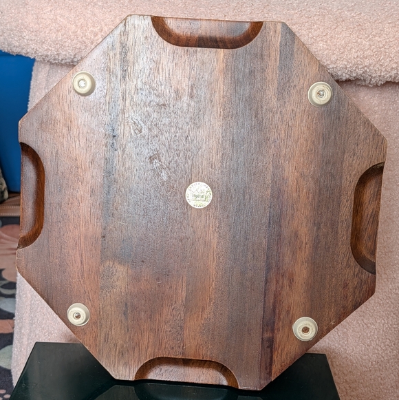 MCM Wooden Serving Tray with Tile Inlay - Picture 3 of 4